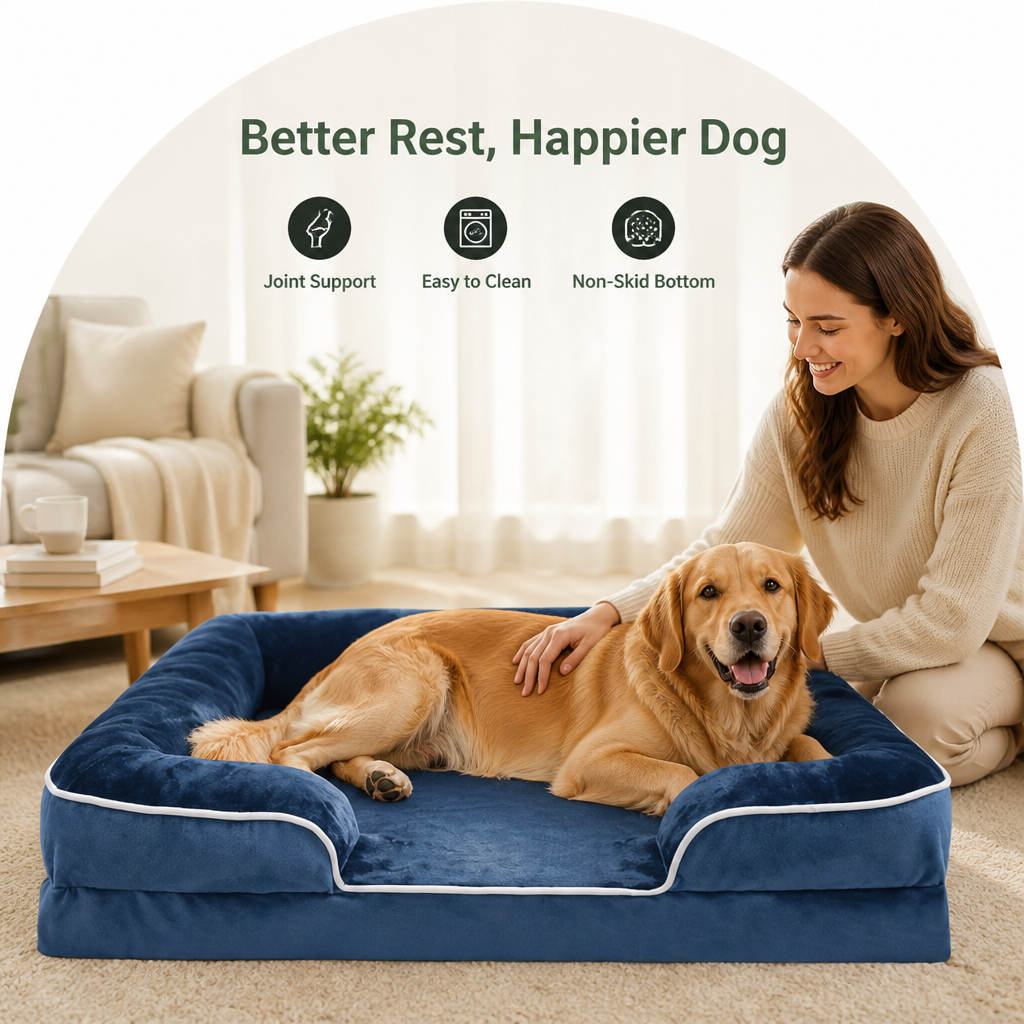 Petmarlow Orthopedic Support Foam & Anti-Skid Bottom Dog Bed (Detachable Cover) – view 10