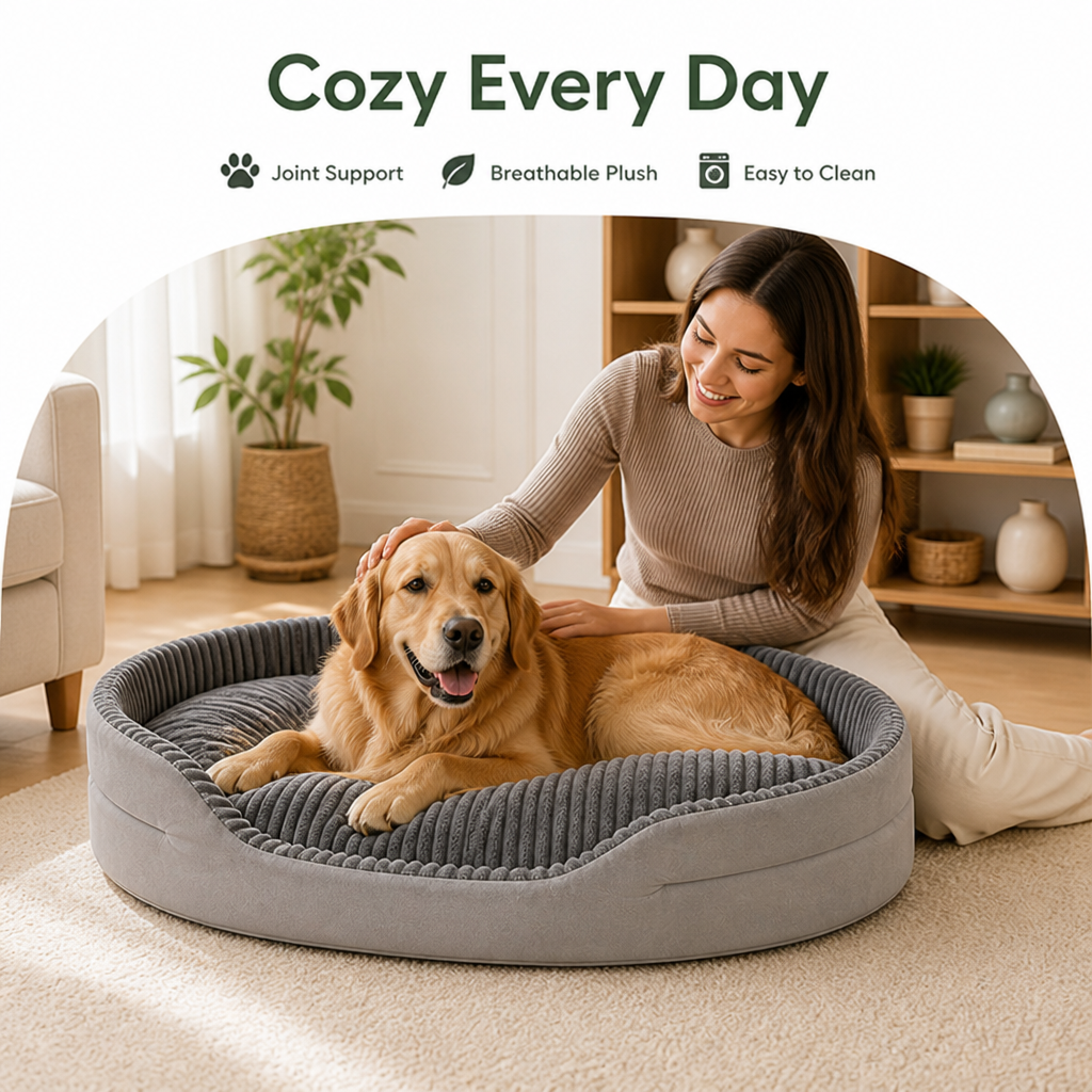 DogBedHouse Thickened Orthopedic & Breathable Plush Dog Bed (Removable Cover) – view 7