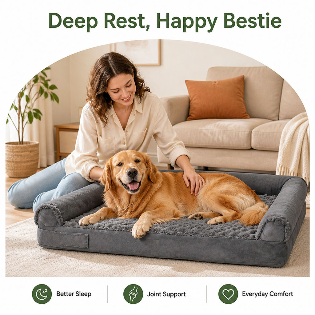 DogBedHouse Orthopedic Memory Foam & Non-Slip Dog Bed (Removable Cover) – view 7
