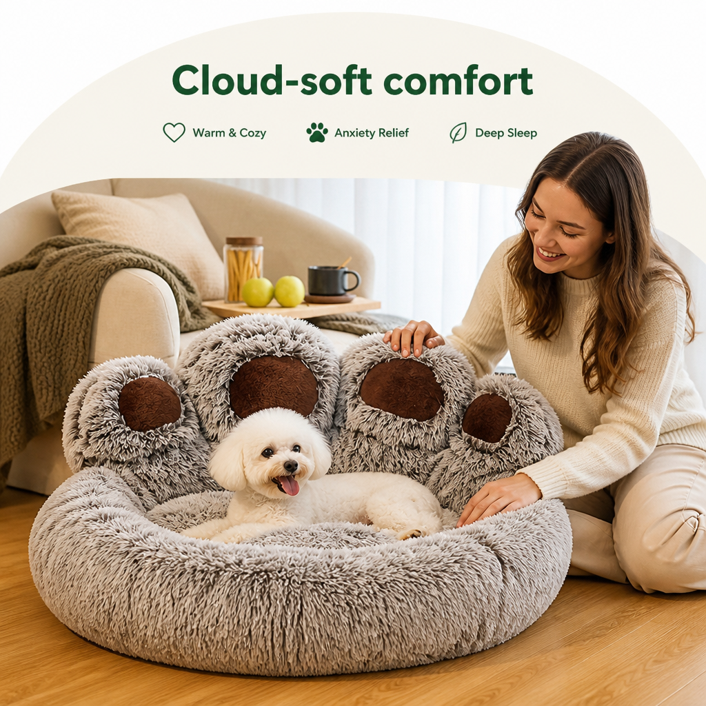 Petmarlow Plush & Non-Slip Bear Paw Pet Bed – view 8