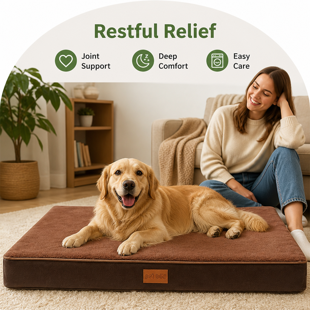 Petmarlow Orthopedic Memory Foam & Non-Slip Dog Bed (Removable Cover) – view 9