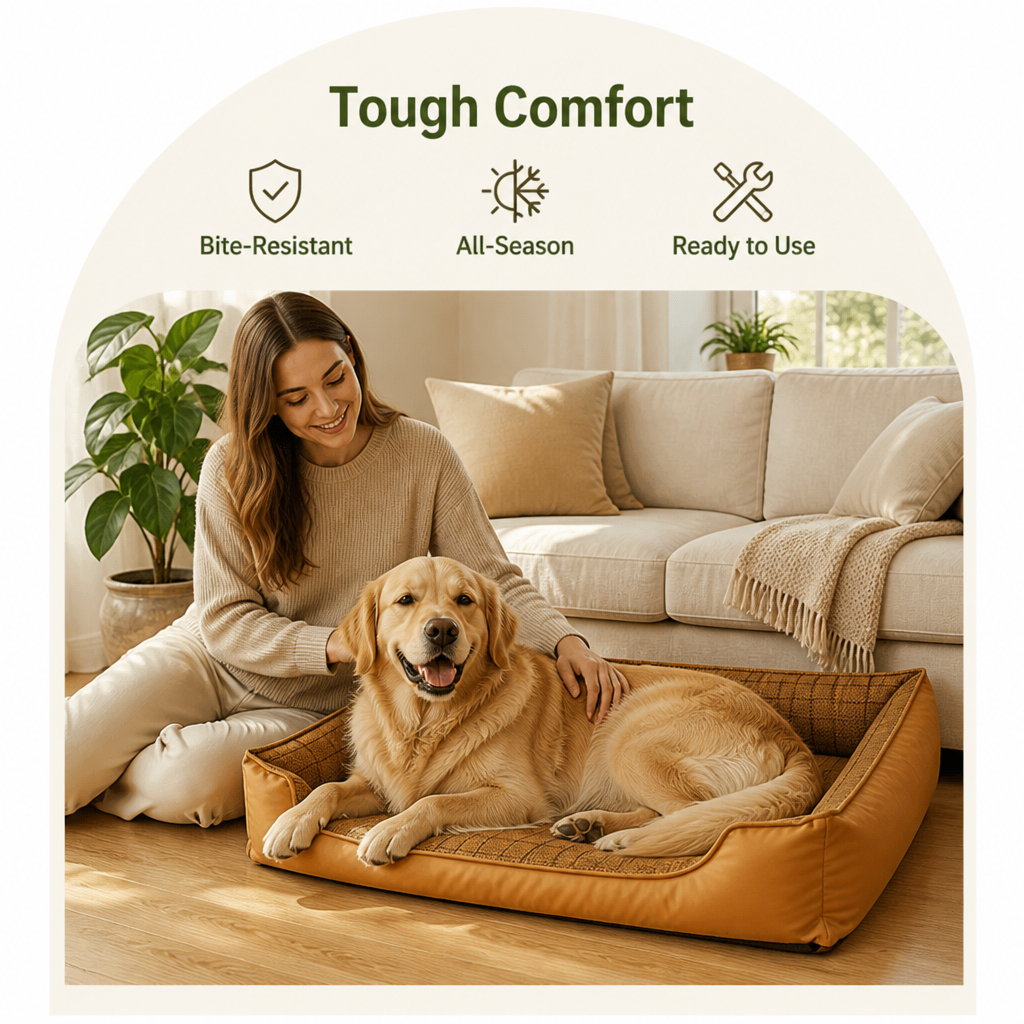 DogBedHouse Bite-Resistant Bamboo-Mat Dog House (Pre-Assembled) – view 9