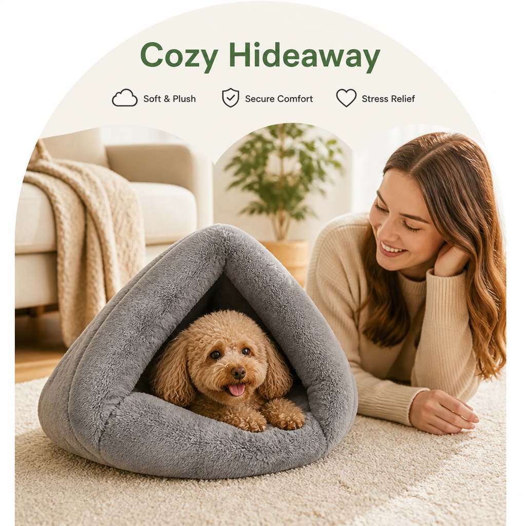 Petmarlow Cozy Triangular Nook & Soft Polyester Pet Bed – view 8