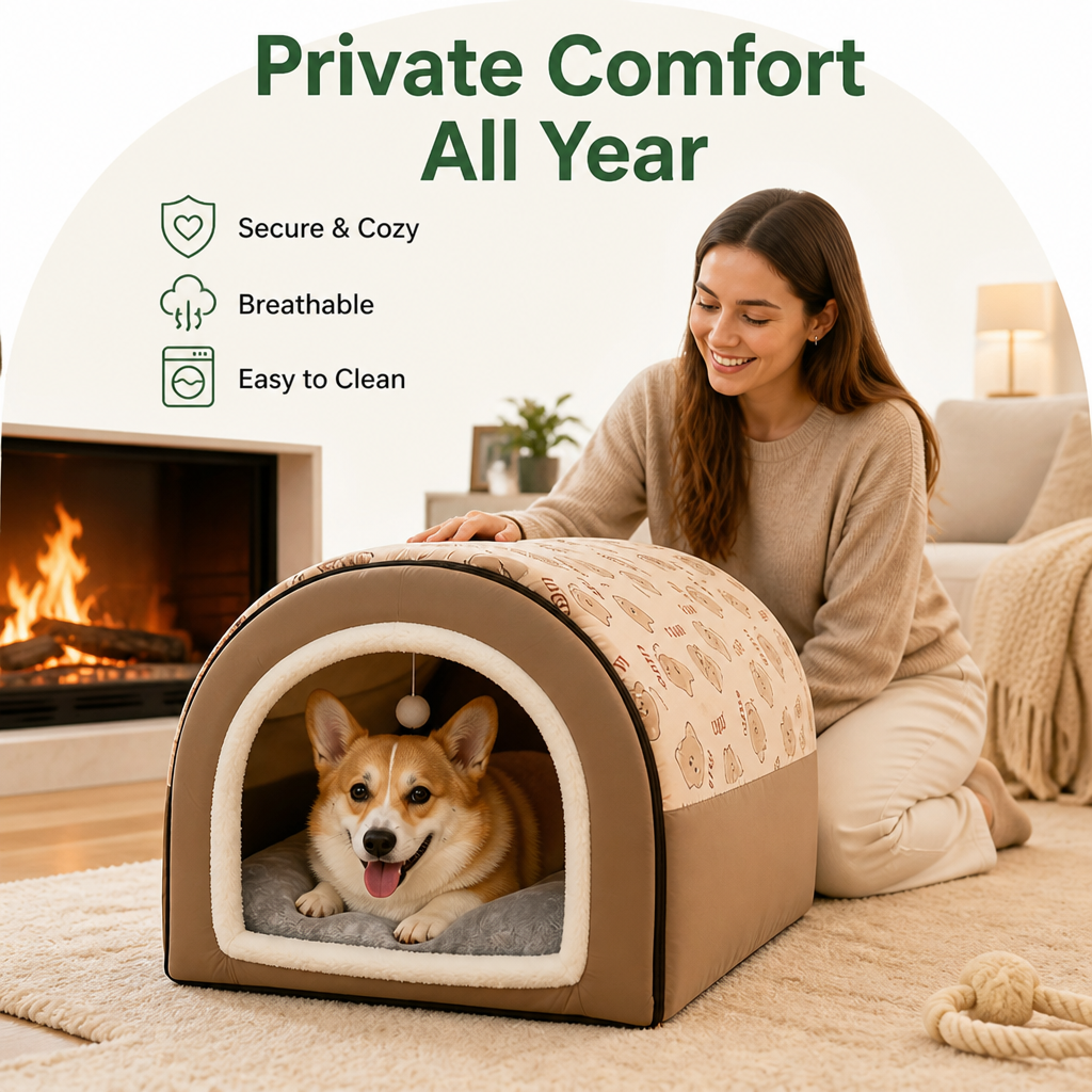 Petmarlow Ultra-Large Semi-Enclosed Dog House (Removable & Washable) – view 7