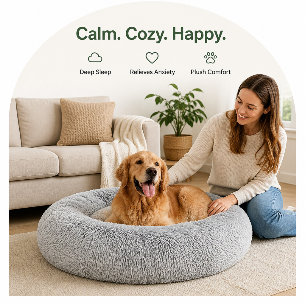 Petmarlow Calming Plush Donut Dog Bed – view 19