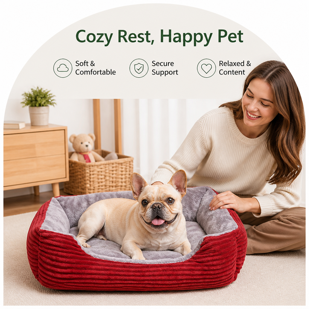 Petmarlow Cozy All-Season Corduroy Dog Bed (Multiple Sizes) – view 7