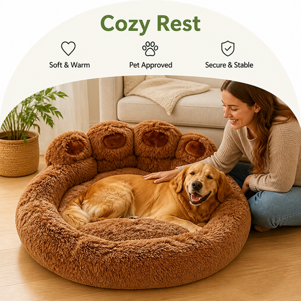 Petmarlow Bear Paw Plush & Non-Slip Dog Bed – view 8