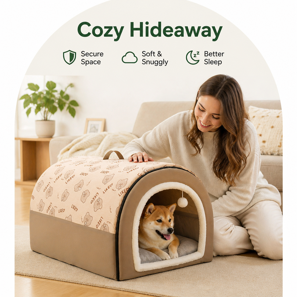 Petmarlow 2-In-1 Detachable Plush Fleece Pet House Bed – view 7