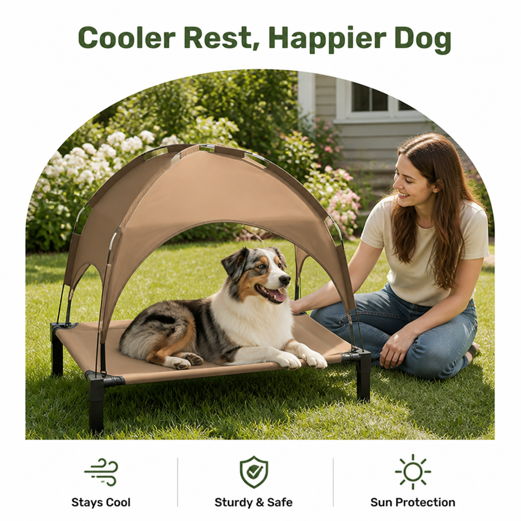 Petmarlow Elevated Cooling & Portable Dog Cot (Removable Canopy) – view 9