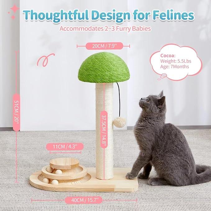 Mushroom Cat Scratching Post with Interactive Toy – view 9