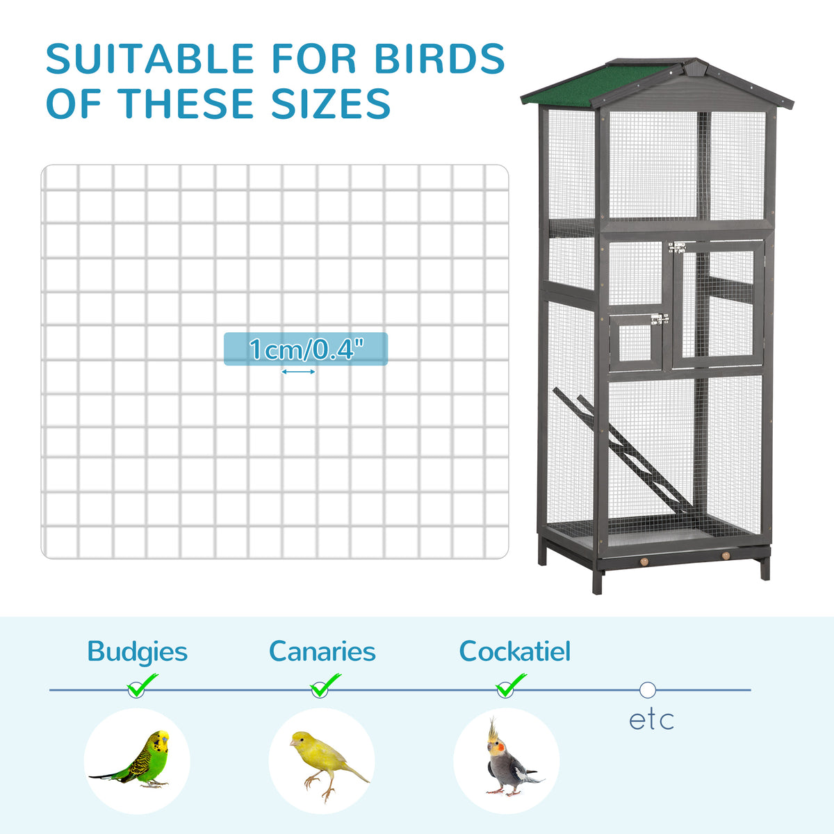 Wooden Bird Cage Outdoor Aviary House for Birds – view 8