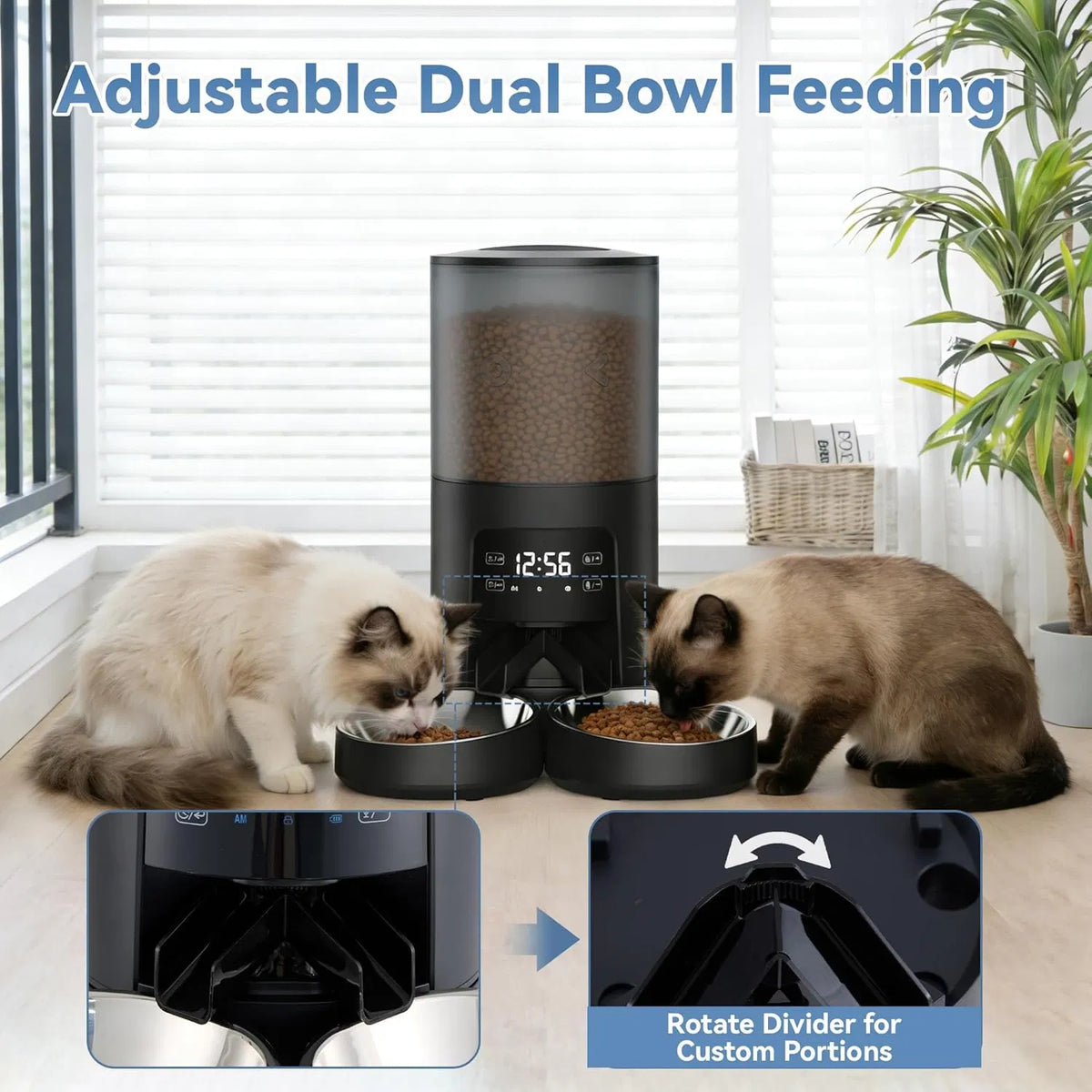 Automatic Cat Feeder with Dual Bowls and Voice Recorder – view 9