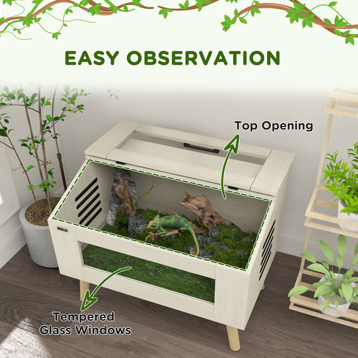 30 Gallon Reptile Tank with Open Top and Glass Windows – view 9