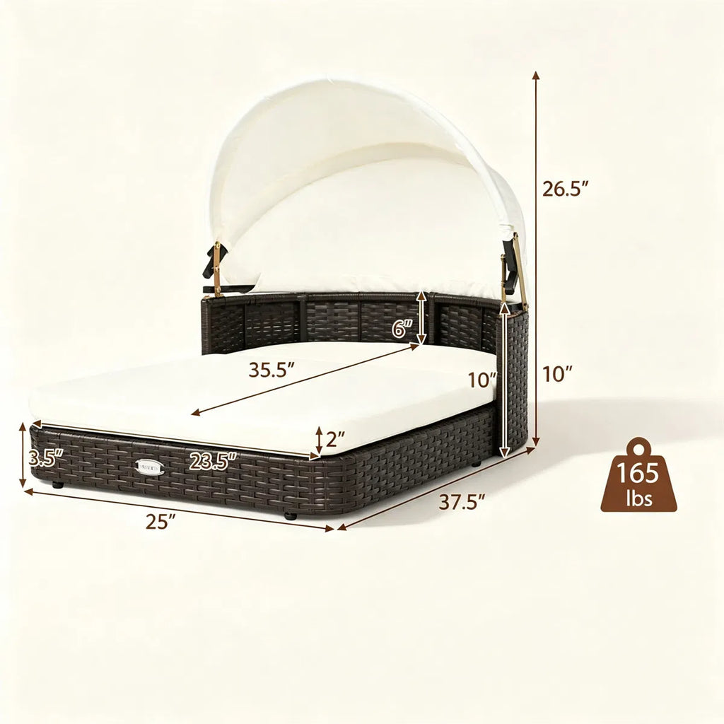 Hand-Woven PE Rattan Dog Bed with Canopy – view 7