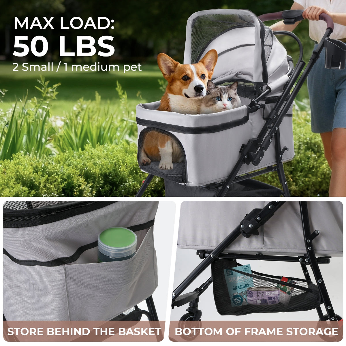 Foldable Pet Stroller For Small Dogs & Cats – view 13