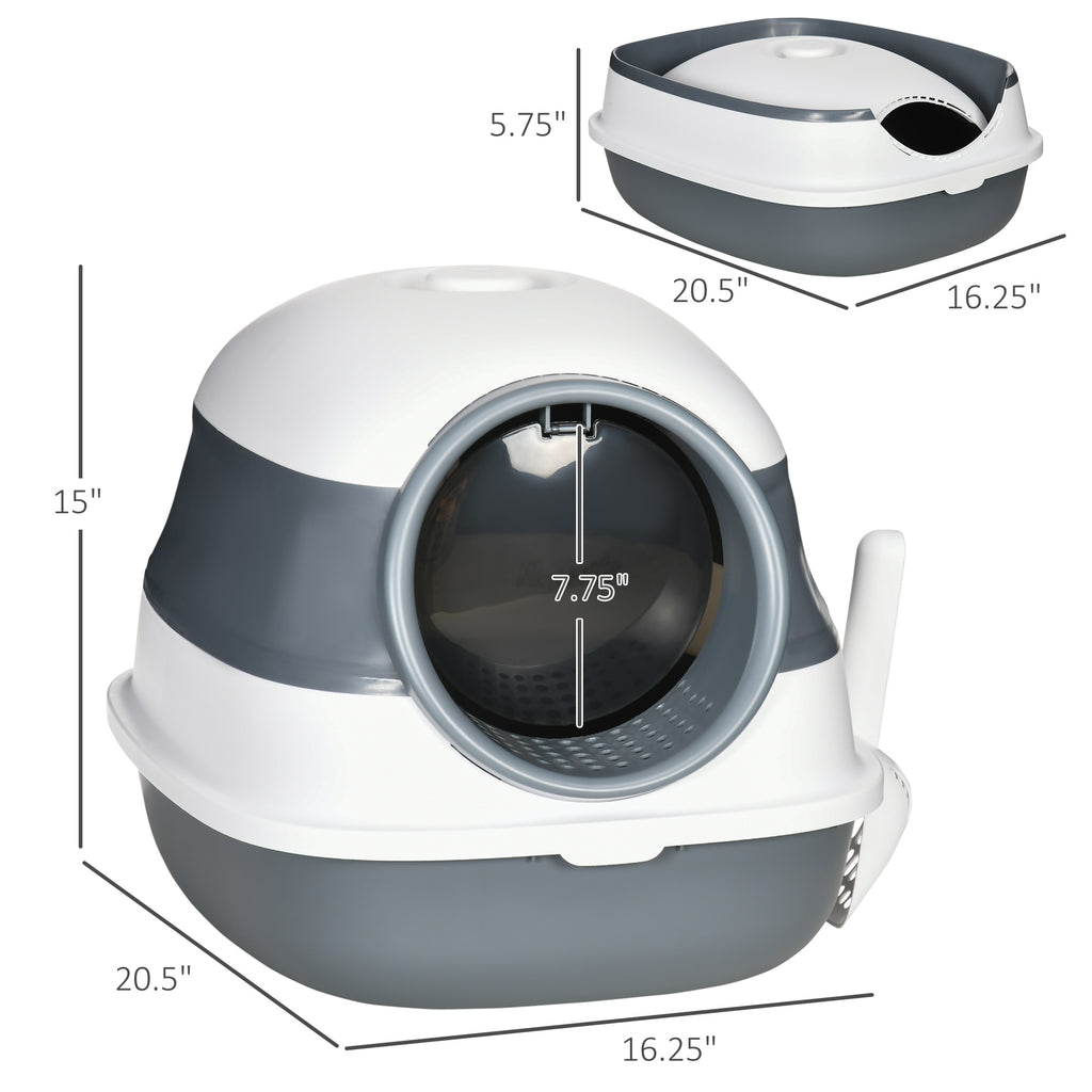 Dome Covered Cat Litter Box with Lid for Privacy – view 8