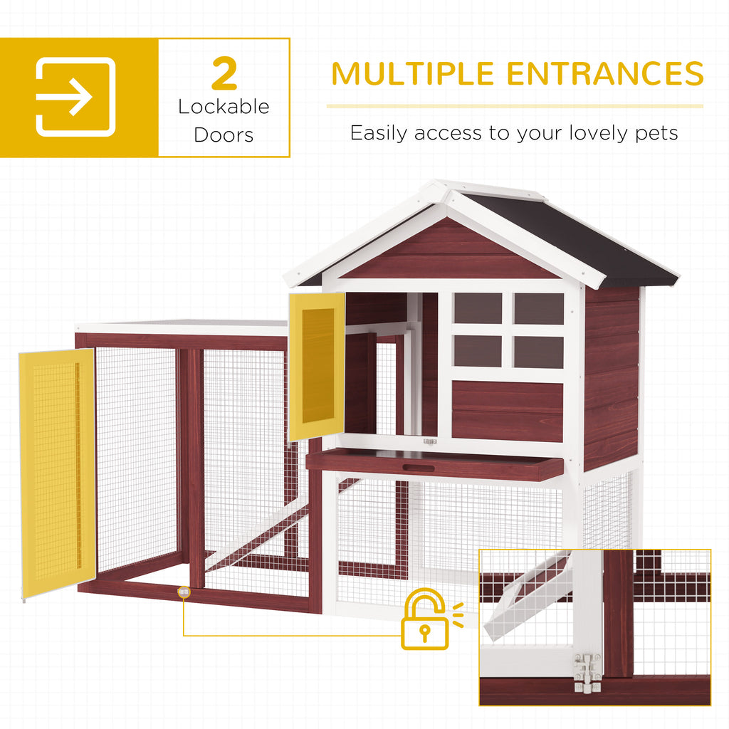 Wooden Rabbit Hutch with Outdoor Run and Removable Tray – view 9