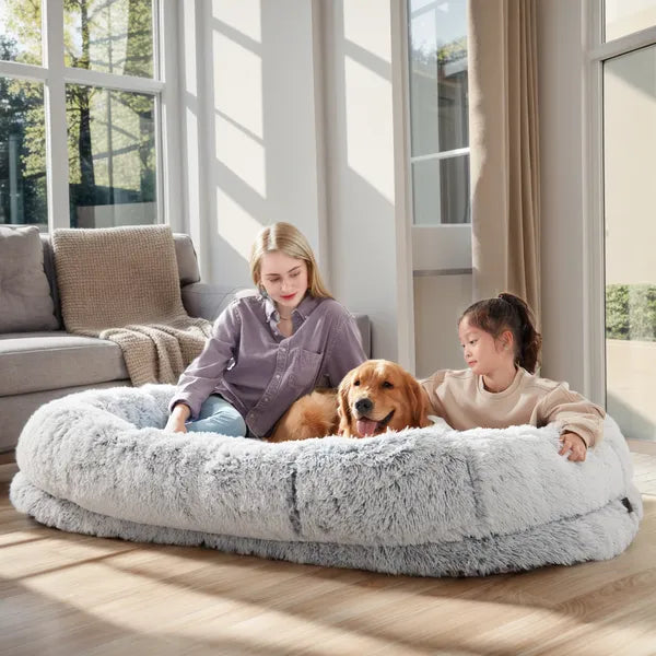 Large Washable Faux Fur Dog Bed for People and Pets – view 8