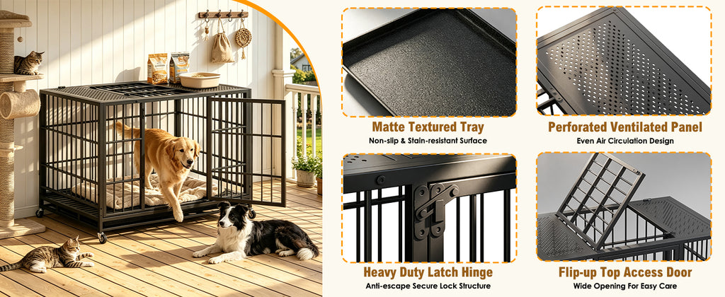 Heavy Duty Dog Crate with Lockable Wheels – view 8