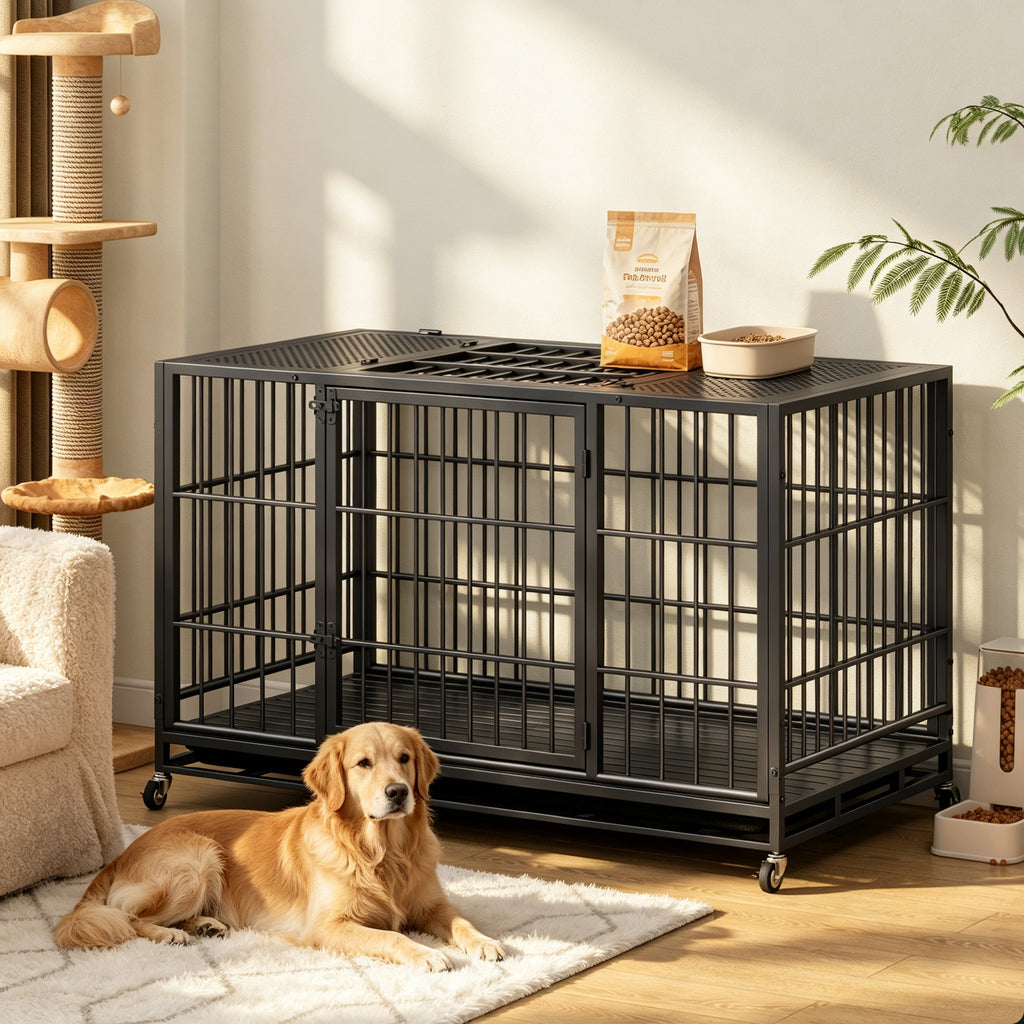Heavy Duty Dog Crate with Lockable Wheels – view 12