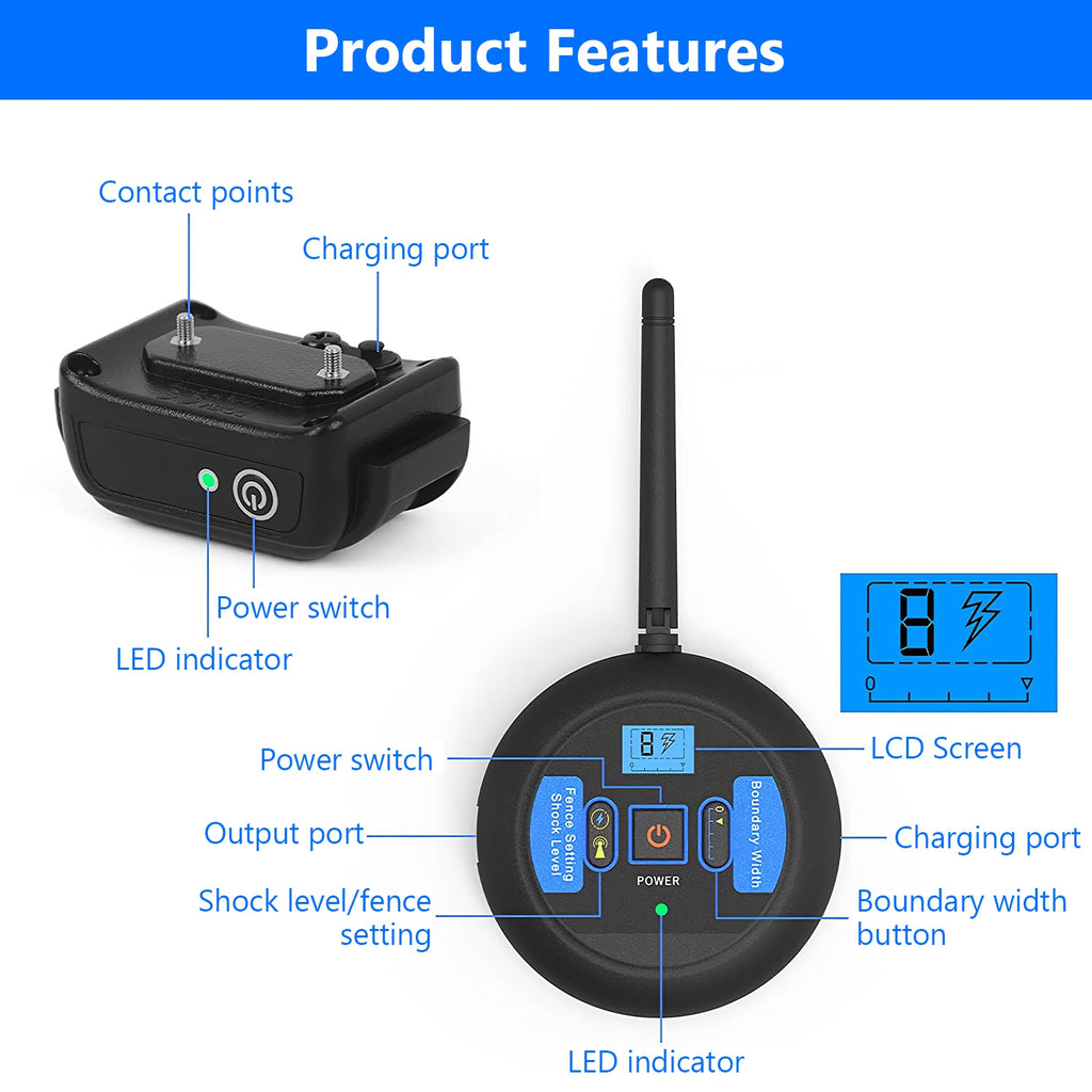 Wireless Electric Dog Fence System for Training and Containment – view 14