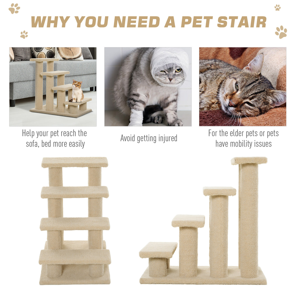 25" 4-Step Multi-Level Carpeted Cat Scratching Post – view 9