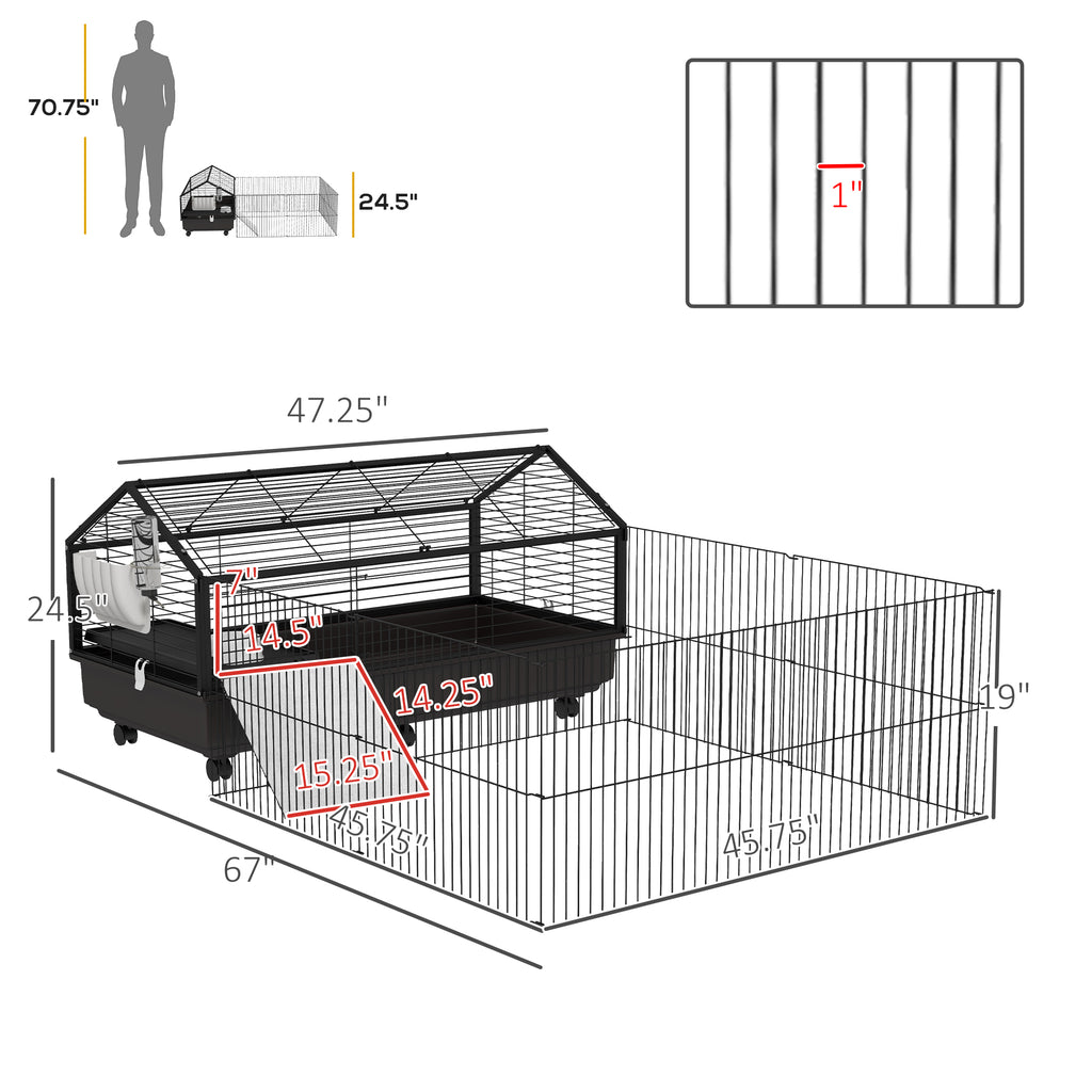 Small Animal Playpen Cage with Rolling Caster and Water Bottle – view 9