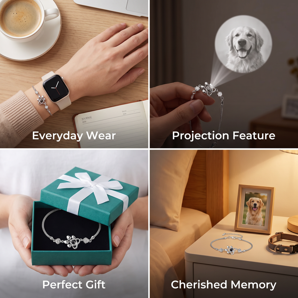 Personalized Paw Photo Projection Keepsake Bracelet – view 7
