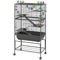 5-Tier Hamster Cage with Exercise Wheel and Storage Shelf – Black / 870x520x330 mm