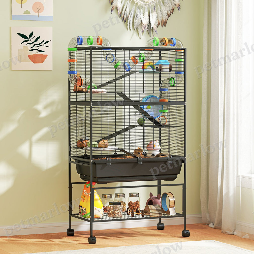 5-Tier Hamster Cage with Exercise Wheel and Storage Shelf – view 3