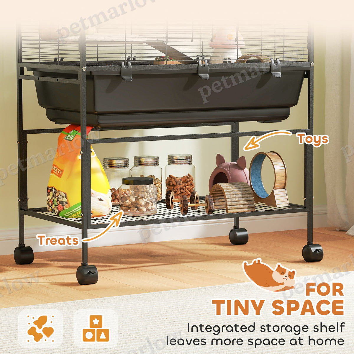 5-Tier Hamster Cage with Exercise Wheel and Storage Shelf – view 4
