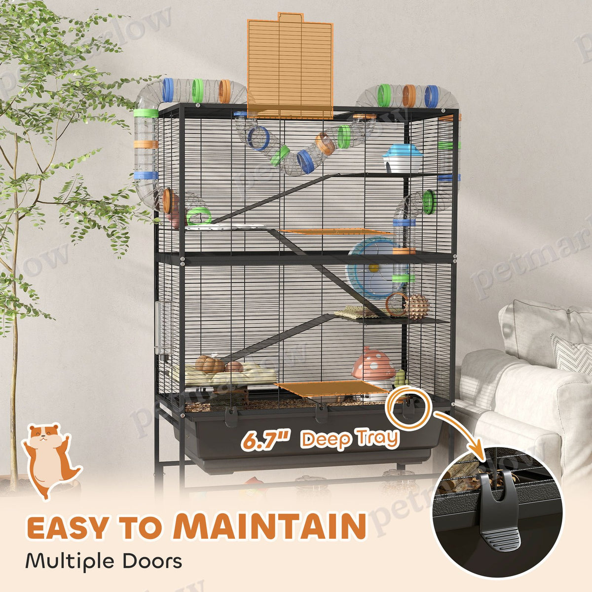5-Tier Hamster Cage with Exercise Wheel and Storage Shelf – view 5