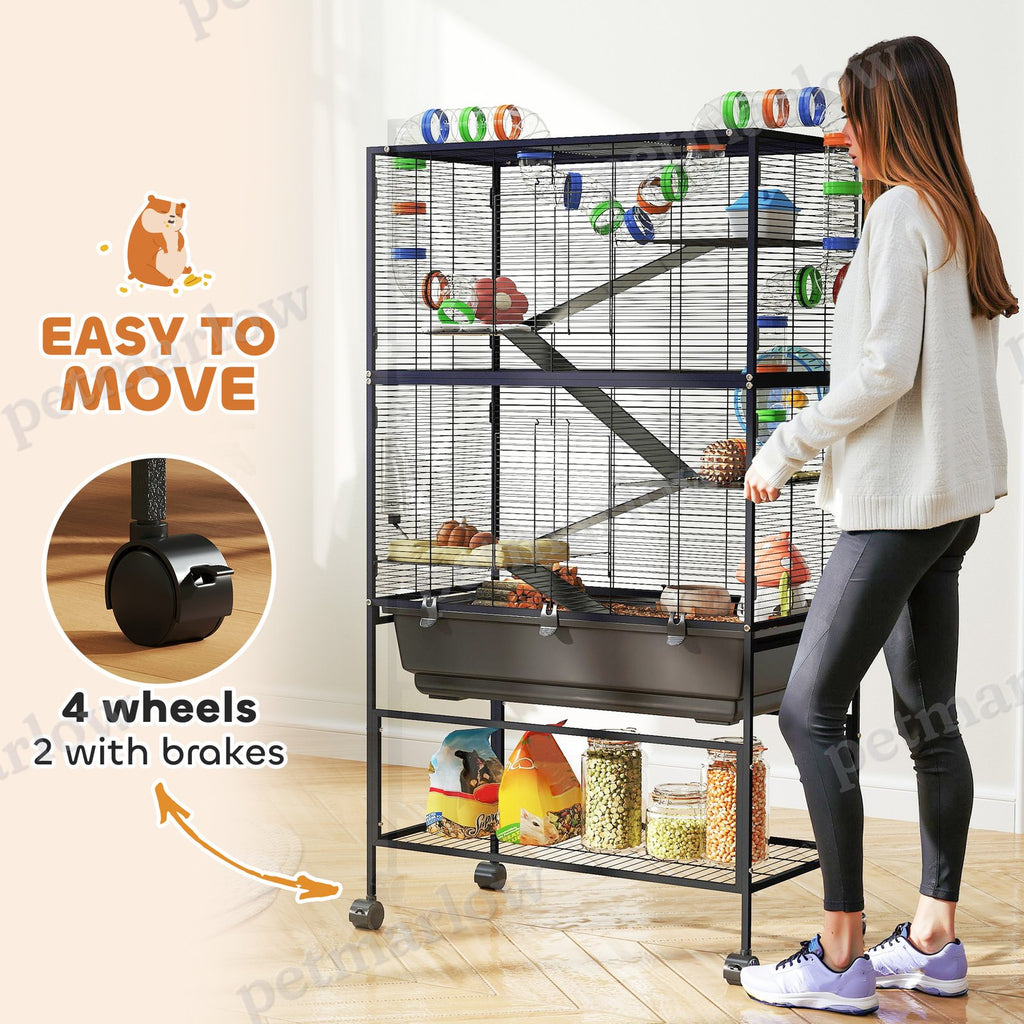 5-Tier Hamster Cage with Exercise Wheel and Storage Shelf – view 6
