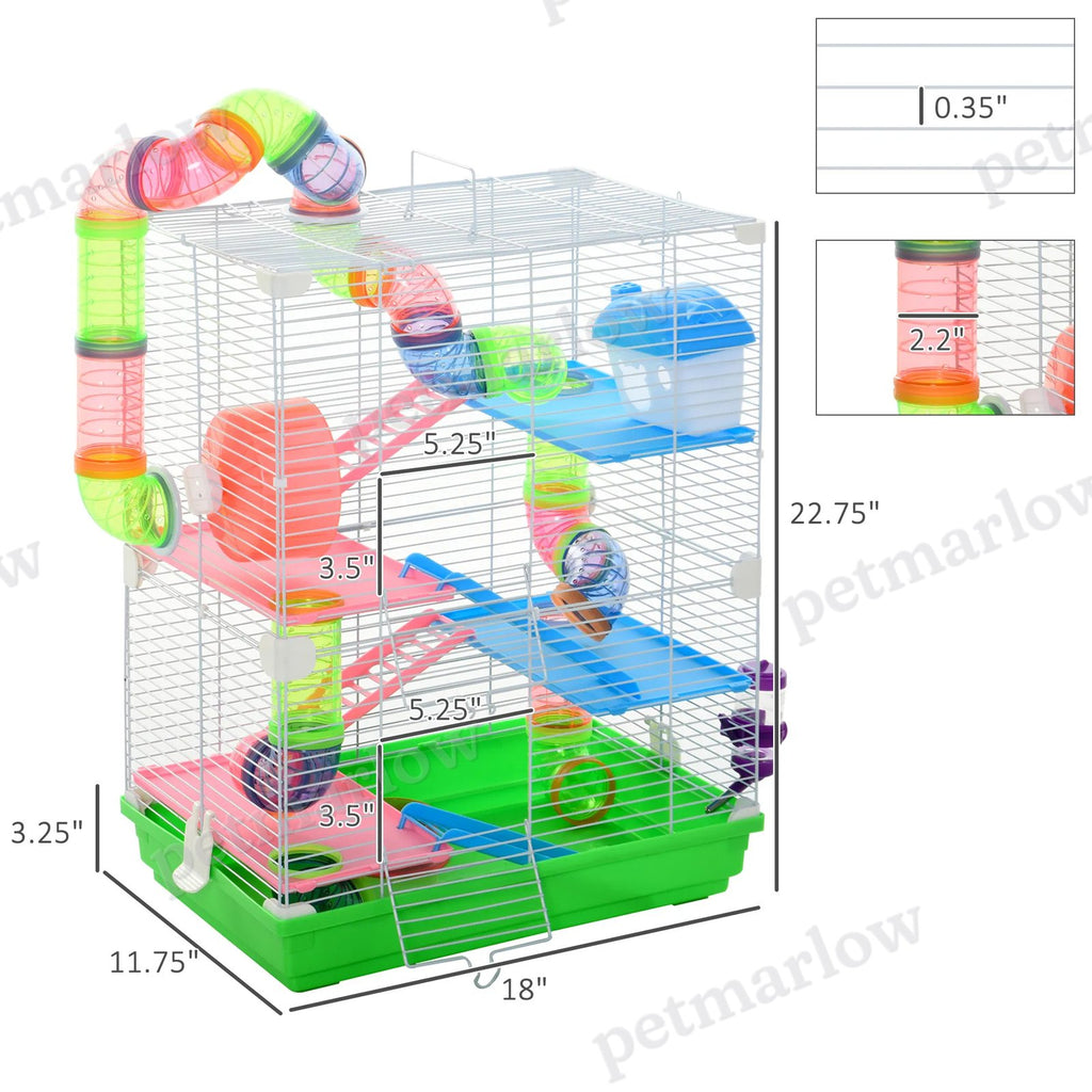 5-Tier Hamster Cage with Exercise Wheels and Play Tube – view 3