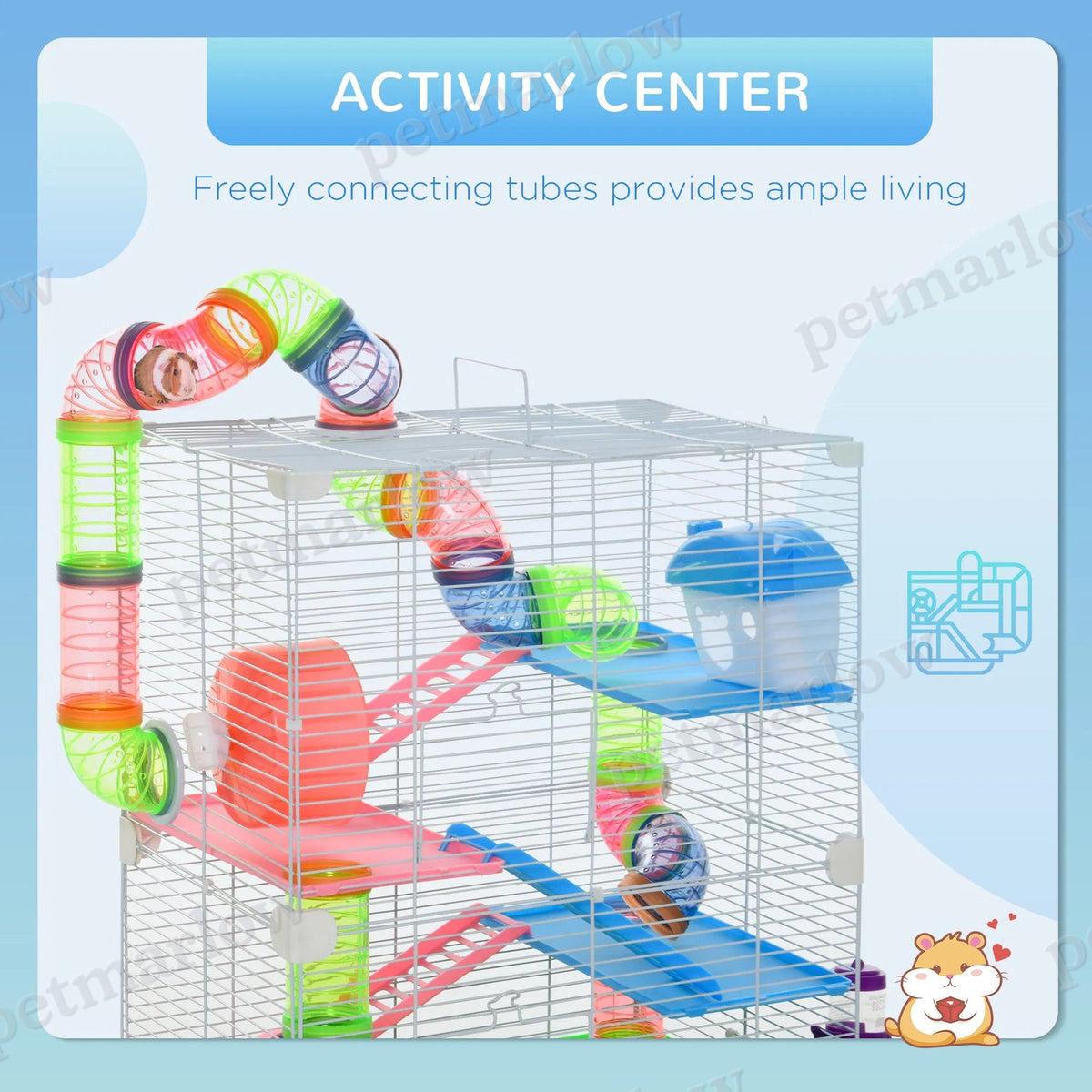 5-Tier Hamster Cage with Exercise Wheels and Play Tube – view 6