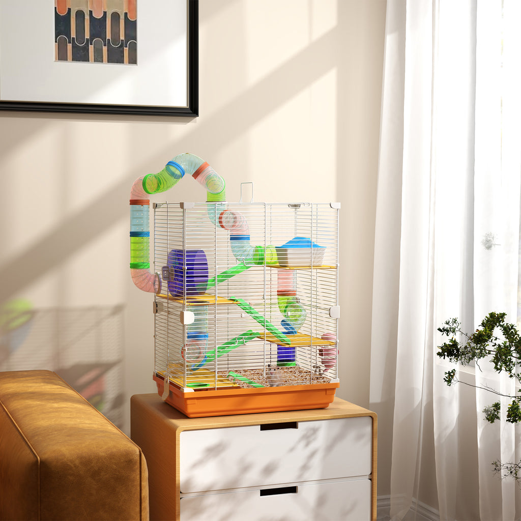 5-Tier Hamster Cage with Exercise Wheels and Tubes