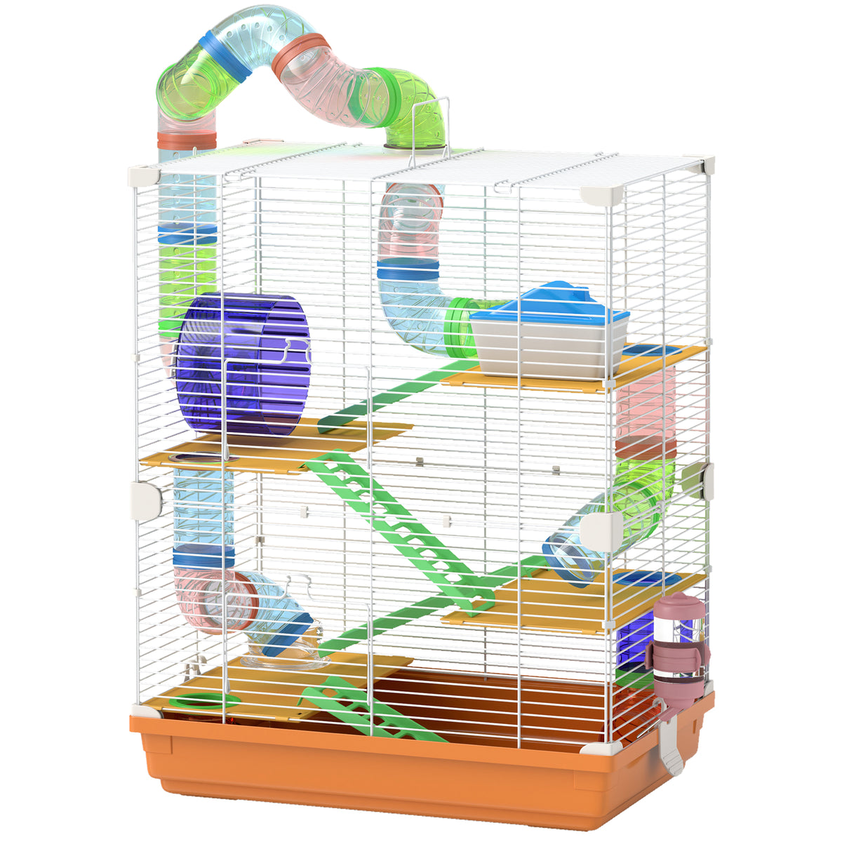 5-Tier Hamster Cage with Exercise Wheels and Tubes