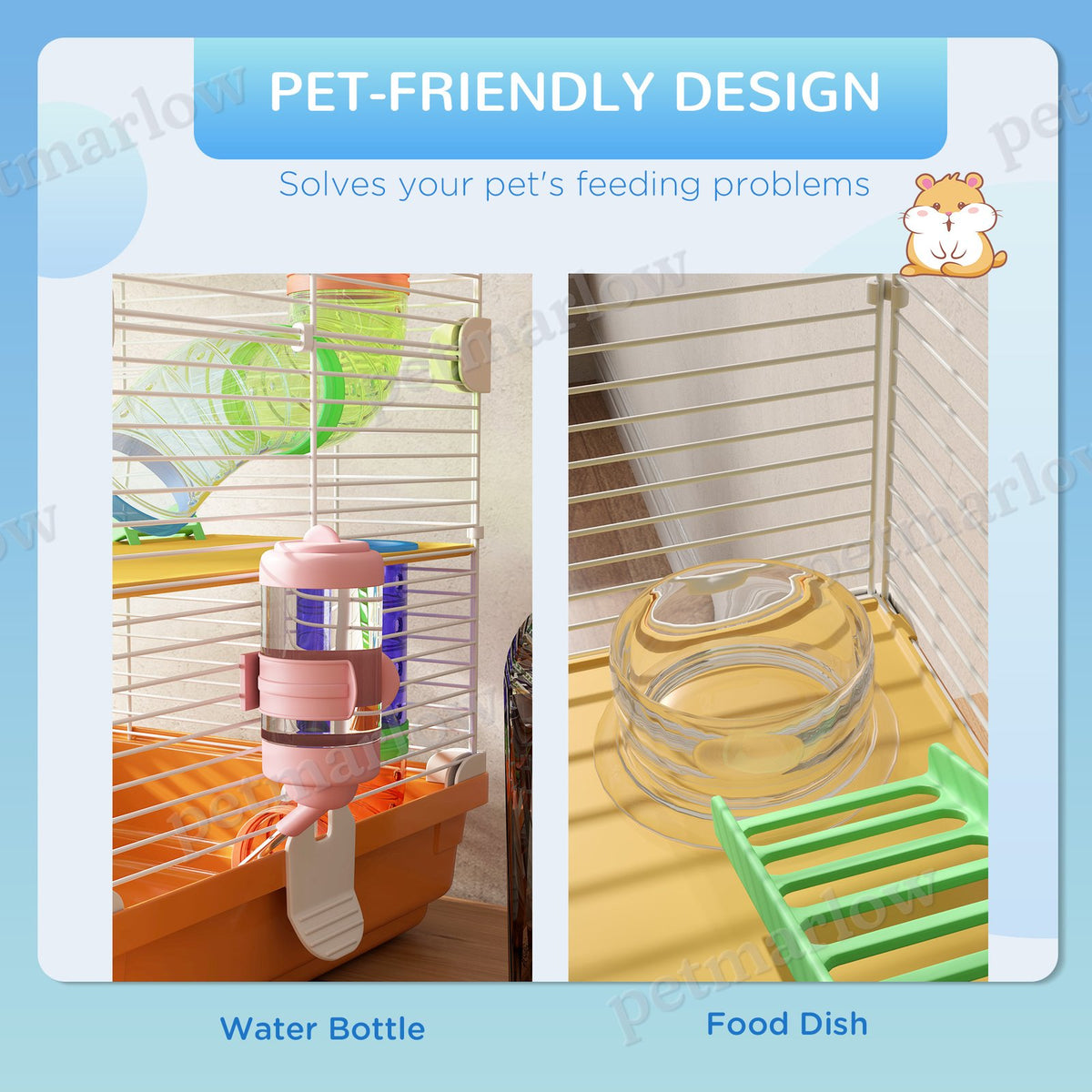 5-Tier Hamster Cage with Exercise Wheels and Tubes