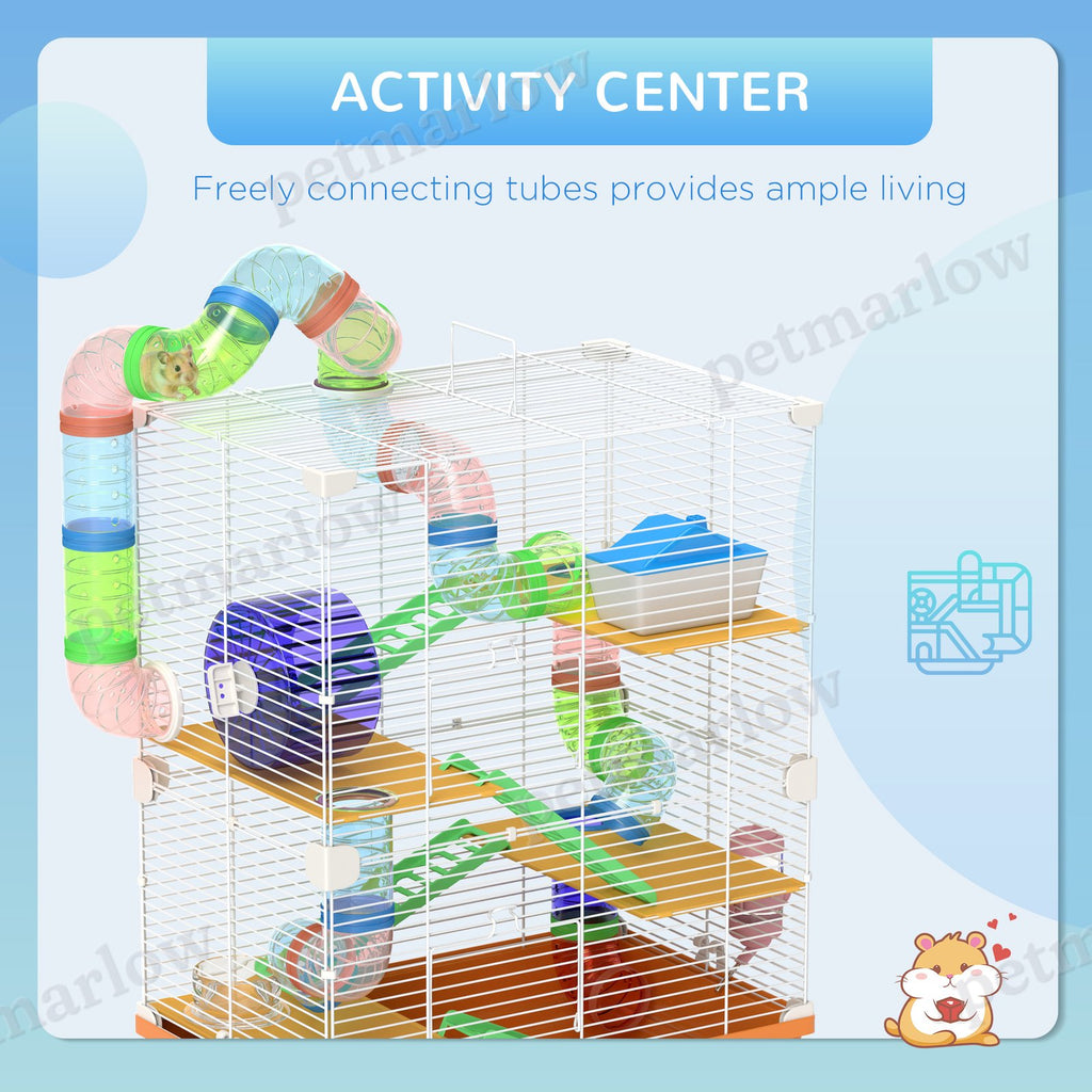 5-Tier Hamster Cage with Exercise Wheels and Tubes