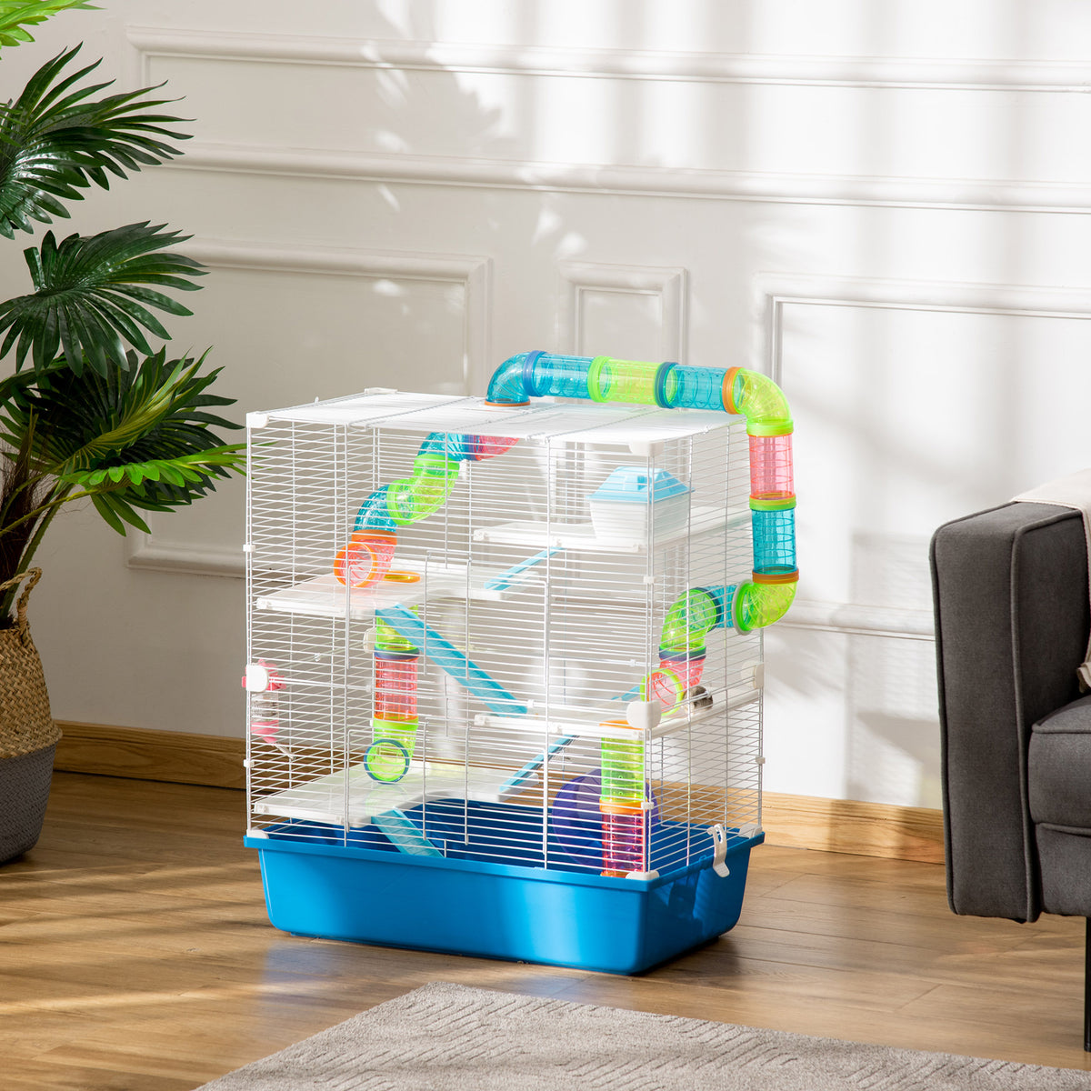 5-Tier Hamster Cage with Wheel and Water Bottle