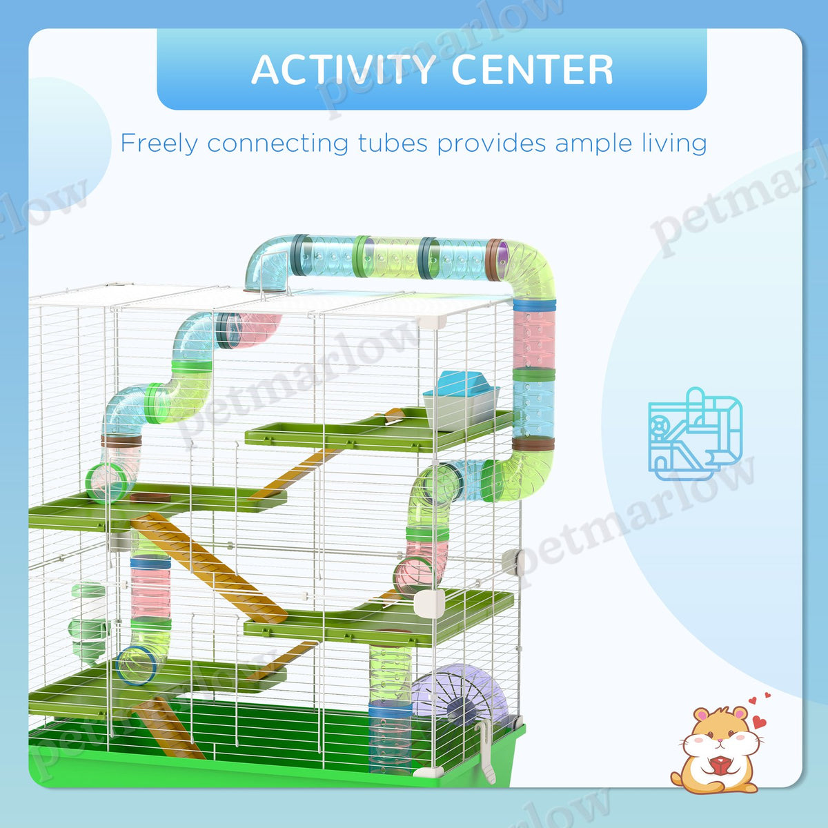 5-Tier Hamster Cage with Wheel and Water Bottle – view 3