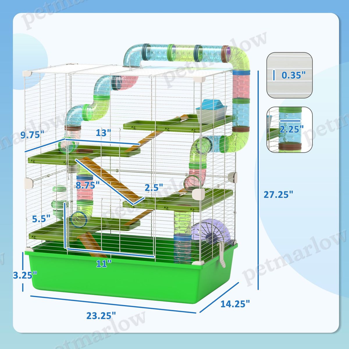 5-Tier Hamster Cage with Wheel and Water Bottle – view 6