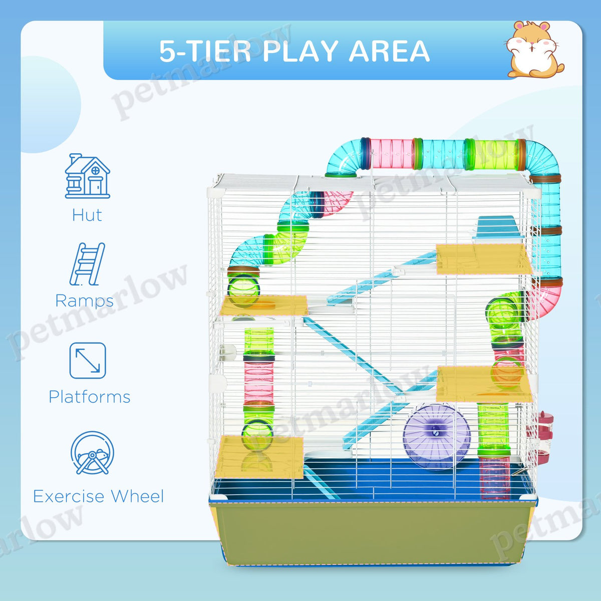 5-Tier Hamster Cage with Wheel and Water Bottle – view 6