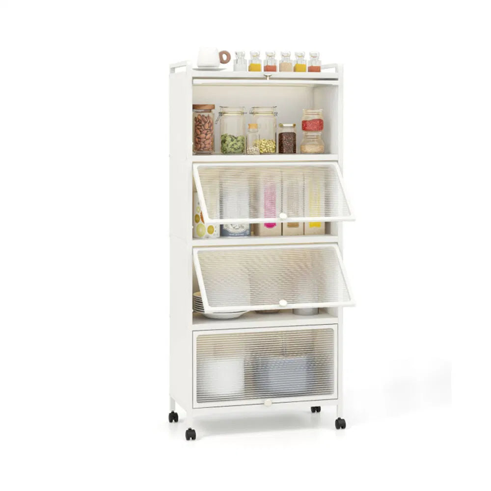 5-Tier Rolling Kitchen Storage Rack with Dust-Proof Doors – view 2
