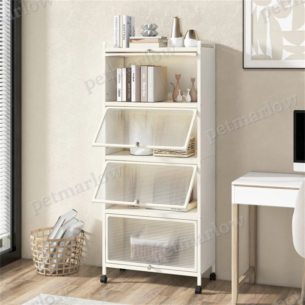5-Tier Rolling Kitchen Storage Rack with Dust-Proof Doors – view 3