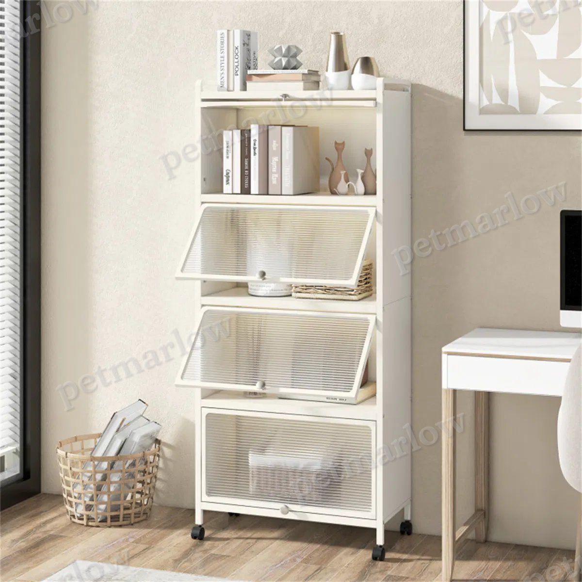 5-Tier Rolling Kitchen Storage Rack with Dust-Proof Doors – view 3