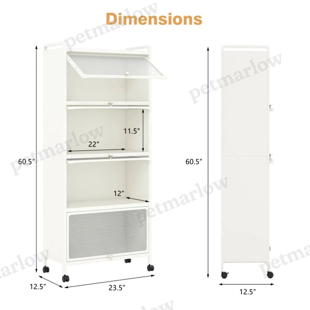 5-Tier Rolling Kitchen Storage Rack with Dust-Proof Doors – view 5