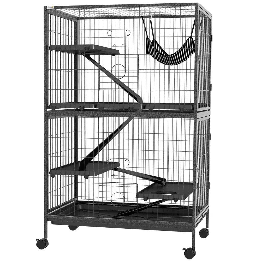 5-Tier Rolling Small Animal Cage for Chinchillas and Kittens – Dark Grey