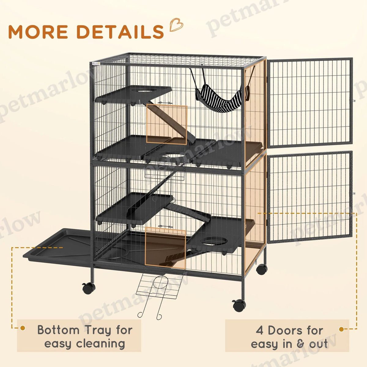 5-Tier Rolling Small Animal Cage for Chinchillas and Kittens – view 4