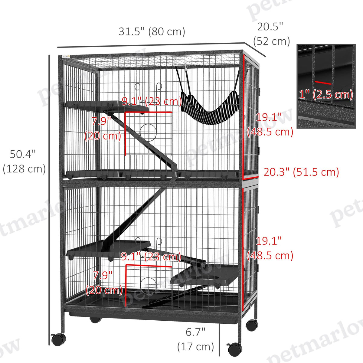 5-Tier Rolling Small Animal Cage for Chinchillas and Kittens – view 6